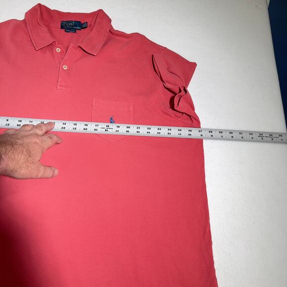 Polo by Ralph Lauren Custom Fit Polo Blue Pony Men's XXL Peachy Pink 100% Cotton - Picture 5 of 10